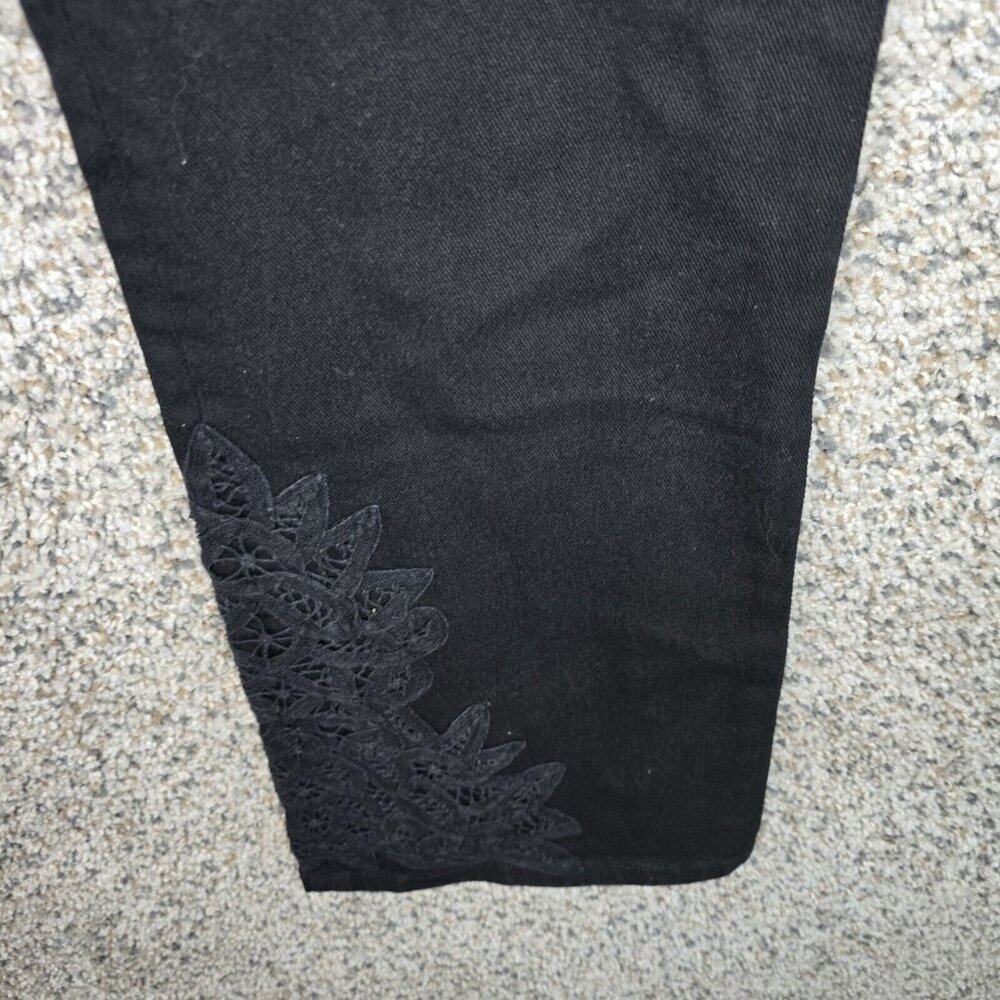 Lauren Ralph Lauren Jeans Womens 8 Black Denim Embroidered Zip Boot Cut 5 Pocket - Picture 5 of 7